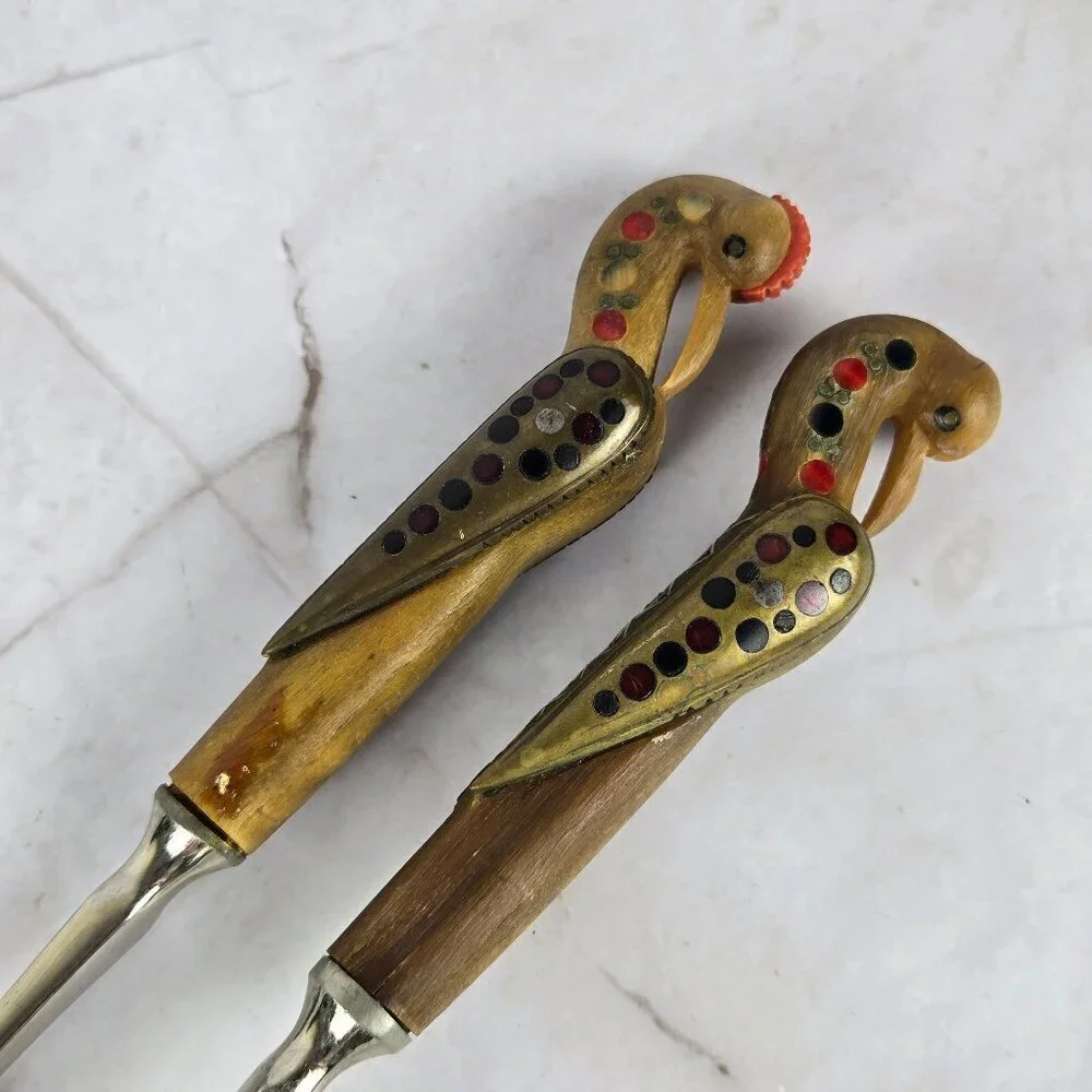 Vintage Haddad Jezzine Silver Plated Fork and Spoon Set Phoenix Bone Handles